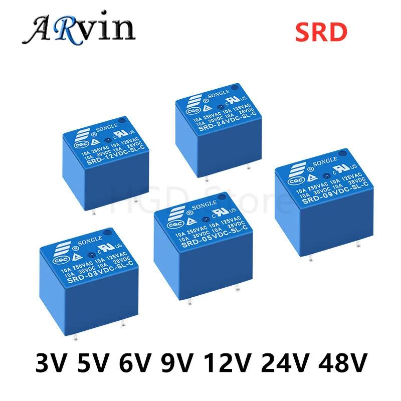  SRD-03VDC-SL-C SRD-05VDC-SL-C SRD-12VDC-SL-C SRD-24VDC-SL-C, 3V, 5V, 6V, 9V, 12V, 24V, 48V, 10A, 250VAC, 5PIN 